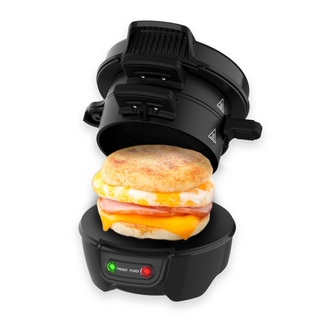 Drew & Cole Electric Sandwich Maker - Non-Stick Grilled Breakfast Sandwich Press with Easy Clean Plates for Quick Meals & Snacks - Perfect for Home, Office & Camping Use - Black