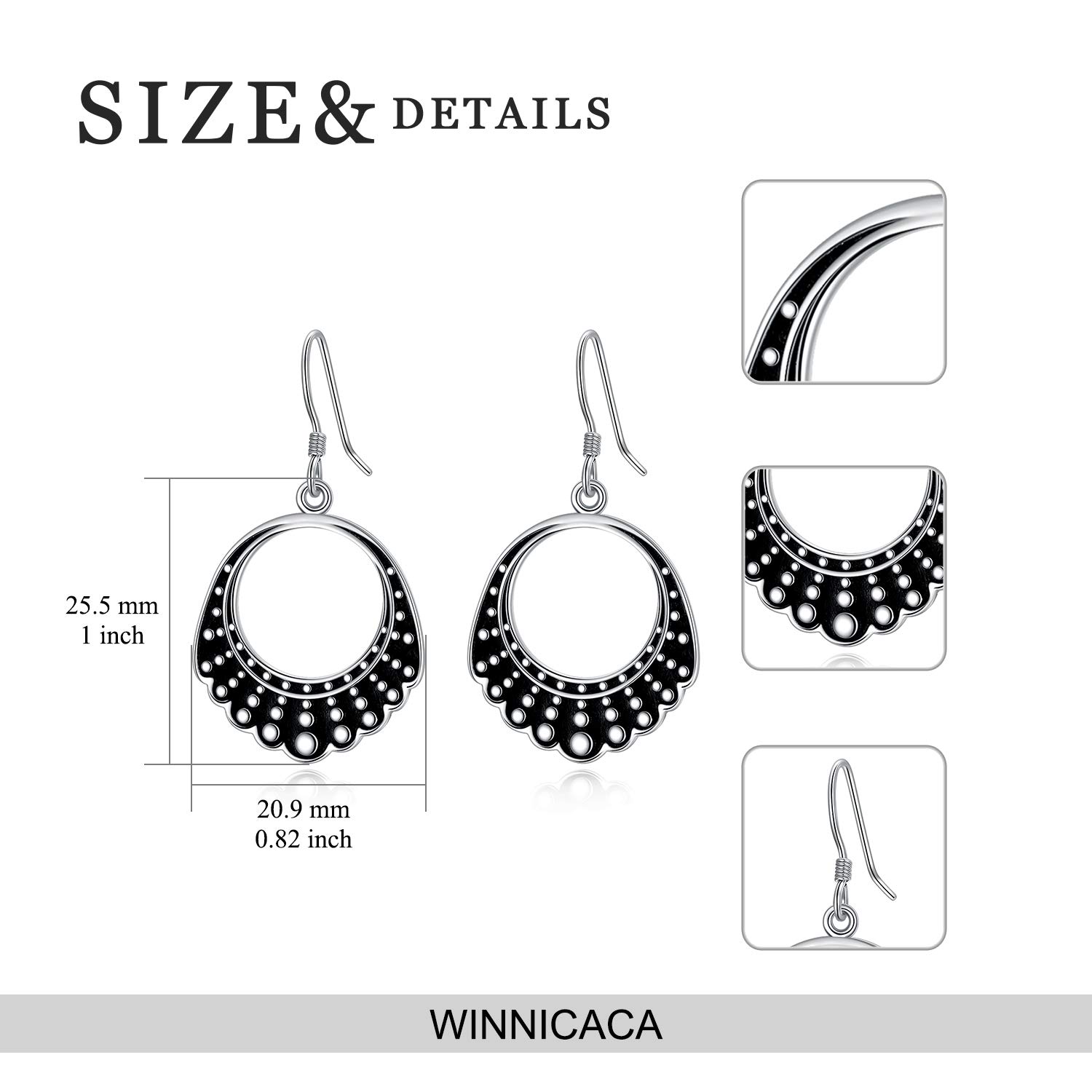 WINNICACA Sterling Silver RBG Dissent Collar Earrings - Dangle Drop Jewelry for Women, Supreme Court Inspired Gifts for Mothers & Ruth Bader Ginsburg Fans - Perfect for Courtroom Style, Feminist Fashion & Special Occasions