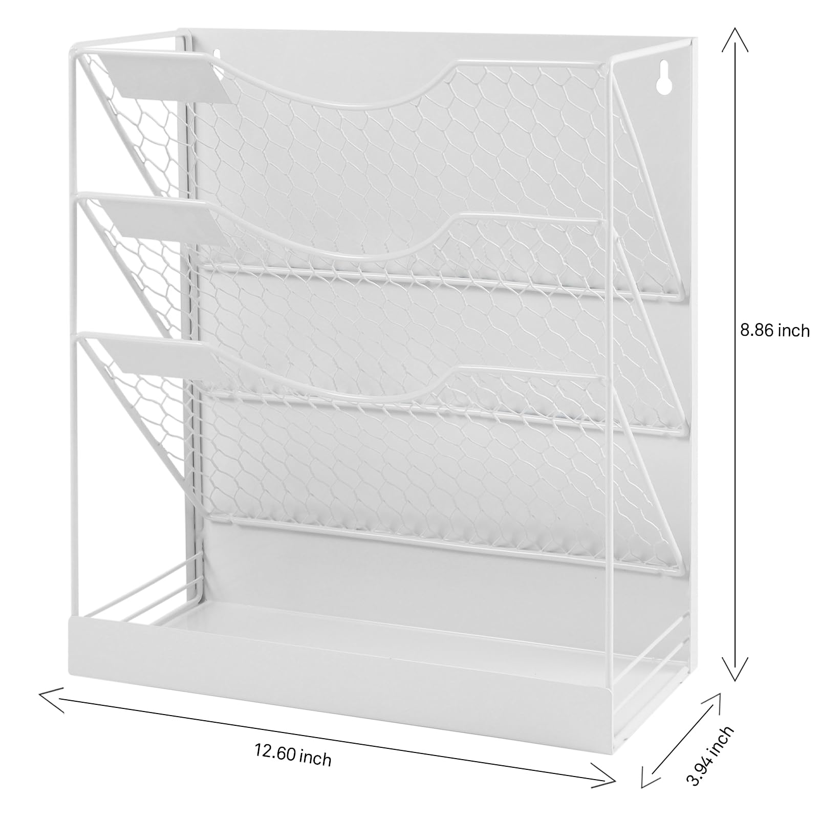 WOMACO 4-Tier Magnetic File Organizer - Large Heavy Duty File Folder Holder for File Cabinet, Wall Mount Paper Mail Organizer - Perfect for Home Office & Whiteboard (White) - Ideal for Desk Organization & Document Storage