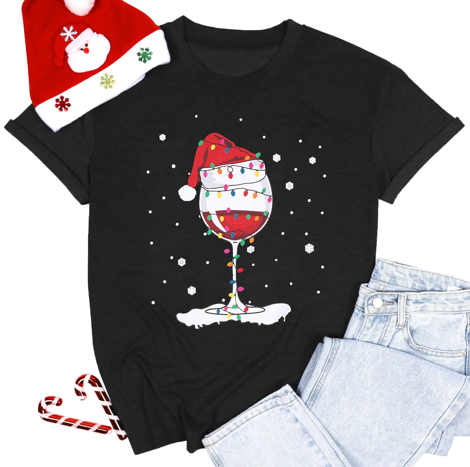 LUKYCILD Women's Christmas T-Shirt - Funny Holiday Teacher Shirt, Festive Xmas Tee for Women (Perfect for Classroom Parties, Gift Exchanges & Family Gatherings)