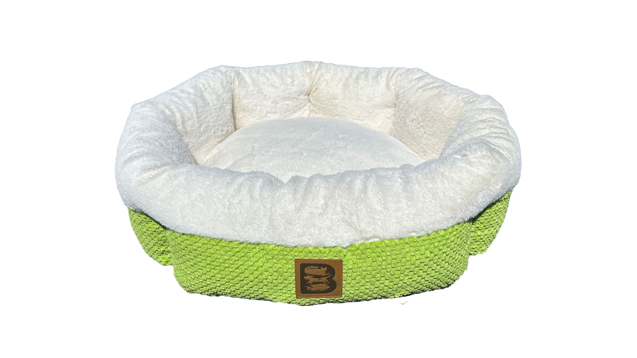 Brooklands Cozy Round Pet Bed - 21 Inch (53cm) Cyber Lime Green - Perfect for Dogs & Cats, Indoor & Outdoor Use