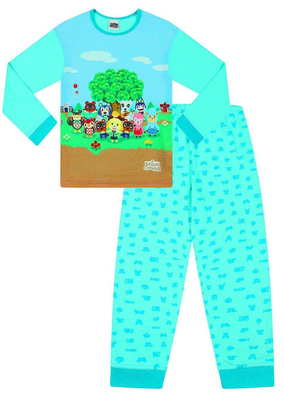 Official Nintendo Animal Crossing Blue Long Pajamas for Girls - Perfect for Sleepovers, Gaming Nights & Cosplay