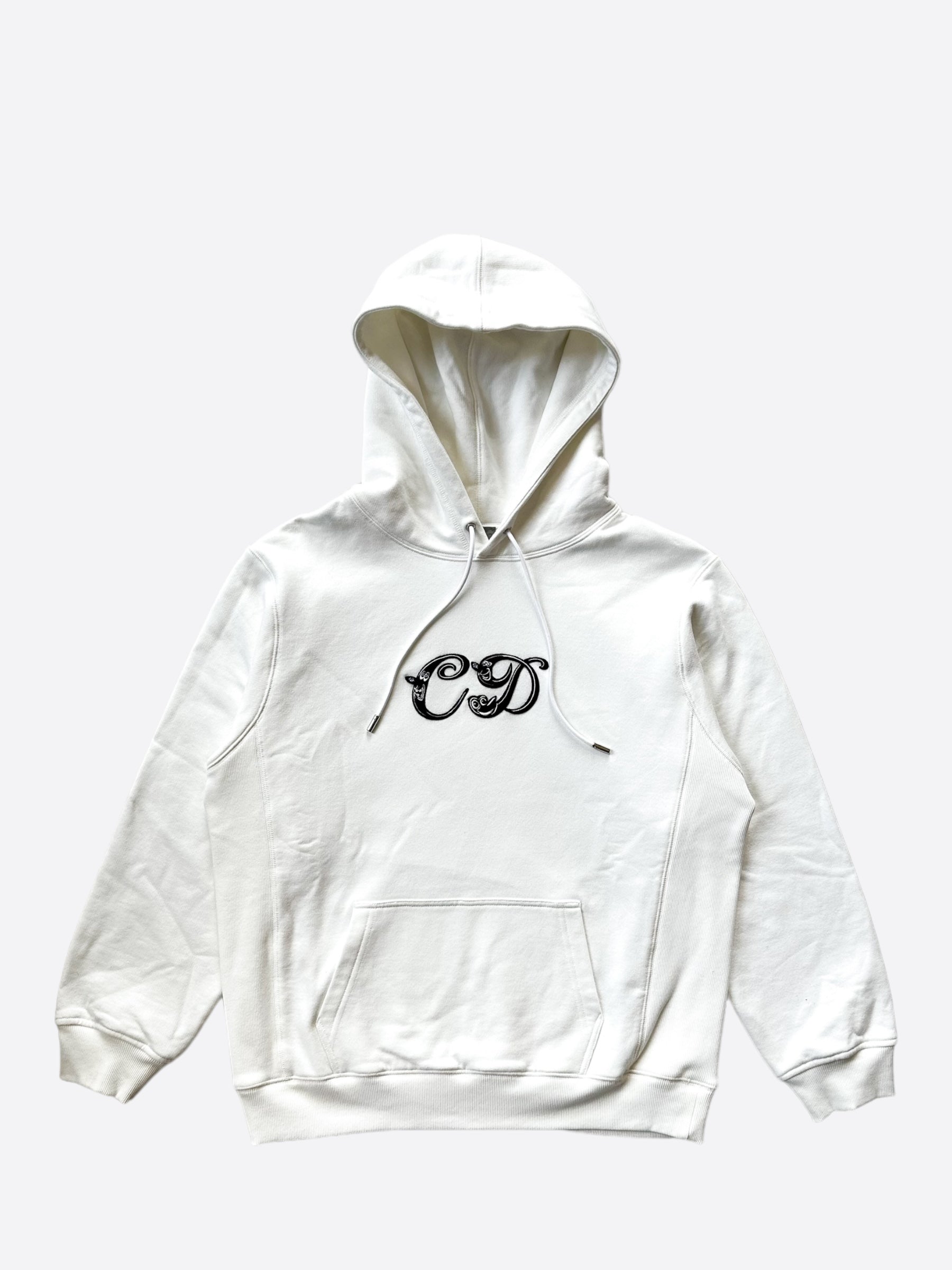 Dior Kenny Scharf White & Black Embroidered Logo Hoodie - Men's Luxury Streetwear Pullover for Casual Wear & Fashion Outfits