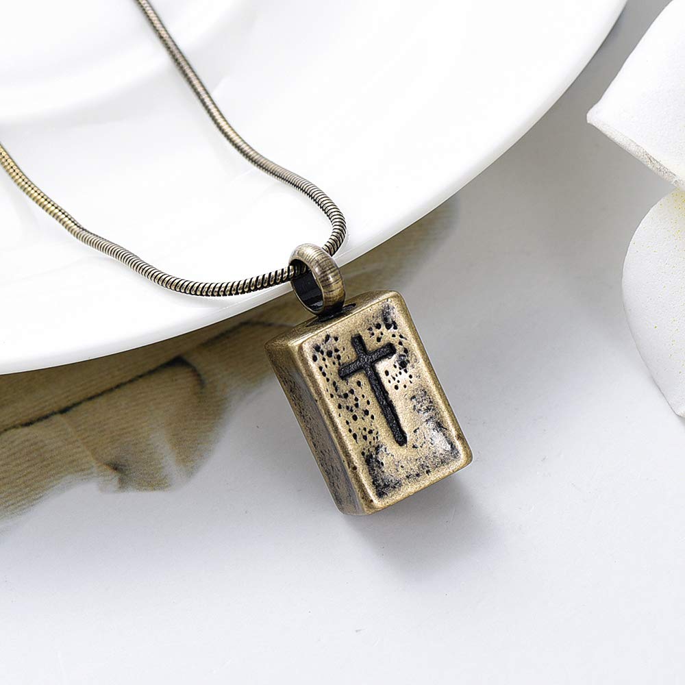 Retro Punk Cremation Jewelry - Stainless Steel Memorial Necklace for Ashes - Cross Urn Pendant Keepsake - Perfect for Honoring Loved Ones at Memorials & Special Occasions