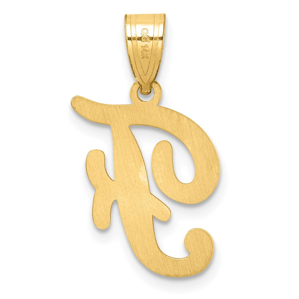 14K Gold Large Letter F Script Initial Pendant Necklace - Elegant Personalized Jewelry Gift for Women - Perfect for Birthdays, Anniversaries & Special Occasions - Model YC1540F