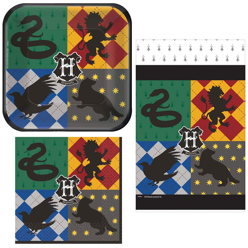 Harry Potter Party Supplies Set for 16 Guests - 1 Maze Game Activity Card, Napkins, Plates & Table Cover - Perfect for Birthday Parties, Themed Events & Movie Nights (ClassicVariety)