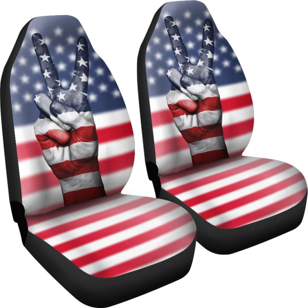 American Flag Peace Car Seat Covers 211802 - Durable Universal Fit for Cars, Trucks & SUVs - Patriotic Auto Accessories for Road Trips & Daily Commute