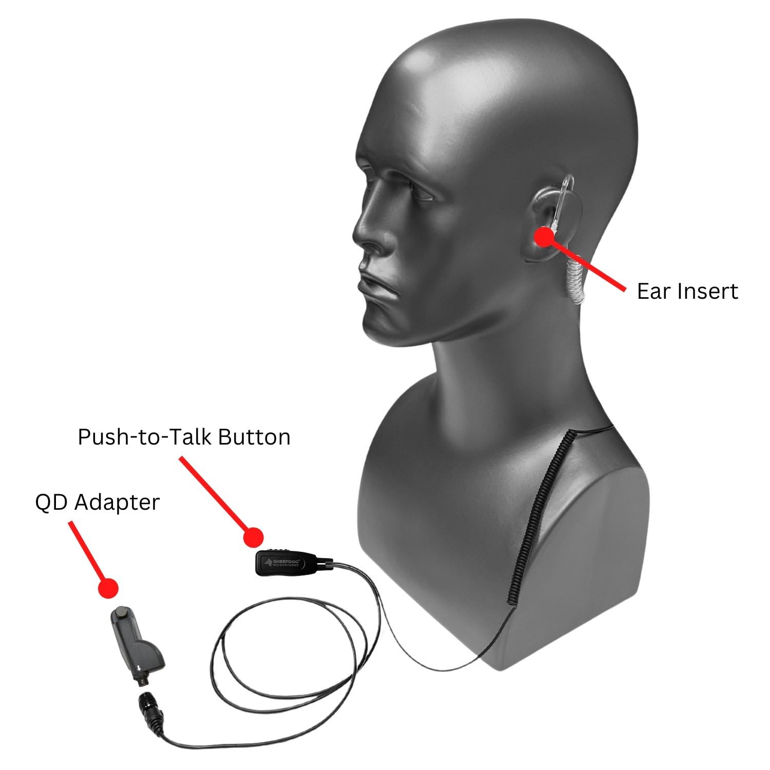 SHEEPDOG MICROPHONES Quick Disconnect Police Lapel Mic - Compatible with Motorola APX 6000/7000/8000/4000 Radios - Law Enforcement Earpiece Headset for Police Officers, Security Guards & First Responders - Perfect for Patrol, Surveillance & Emergency Communication