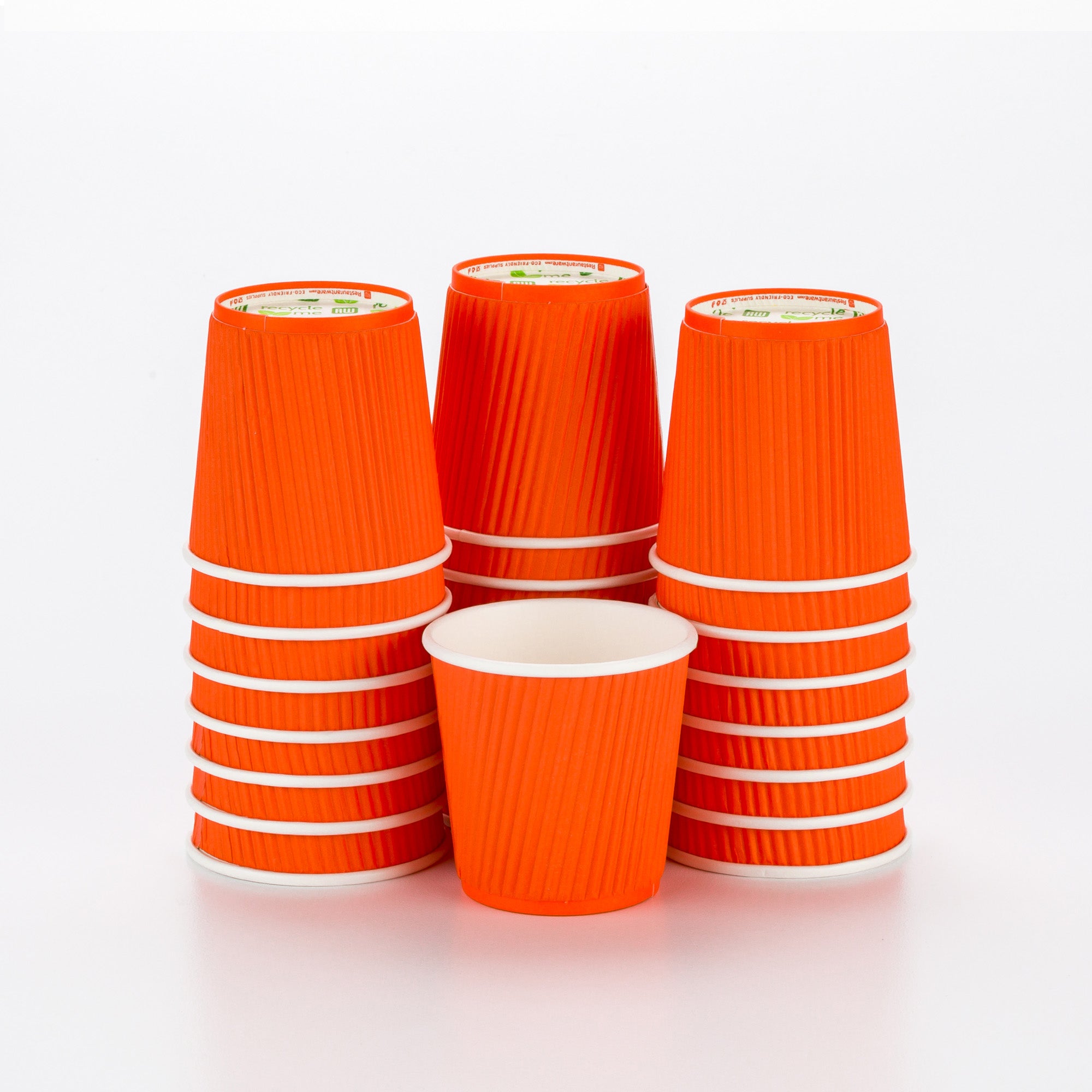 4 oz Tangerine Orange Paper Coffee Cups with Ripple Wall - 2.5