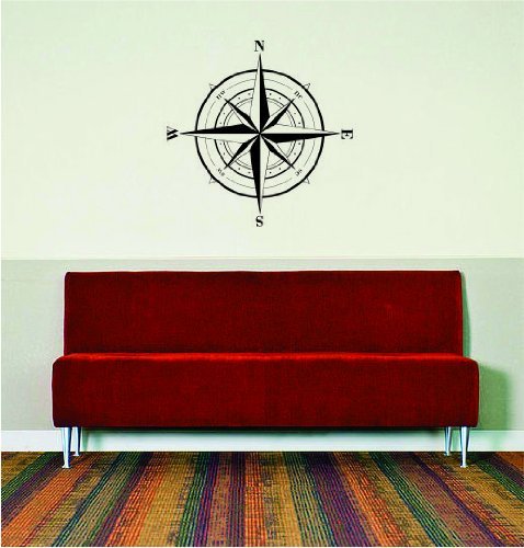 Compass Rose Nautical Wall Decal - Waterproof Vinyl Sticker for Boat, RV, Laptop & Home Decor | Perfect for Nautical Theme Bedroom, Office or Marine Vessel
