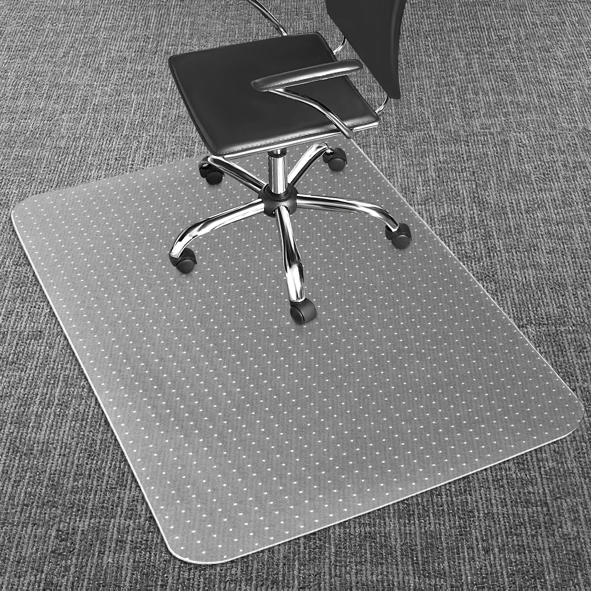 LeapYouth Clear Office Chair Mat for Carpets - Thick & Sturdy Desk Floor Protector for Low, Flat & No Pile Carpeted Floors - 48