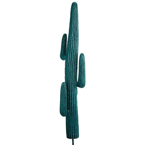 5' Glittered Artificial Saguaro Column Cactus Plant - Peacock Green for Home Decor, Office, Wedding & Party Centerpieces - Faux Desert Decor with Sparkle Accents