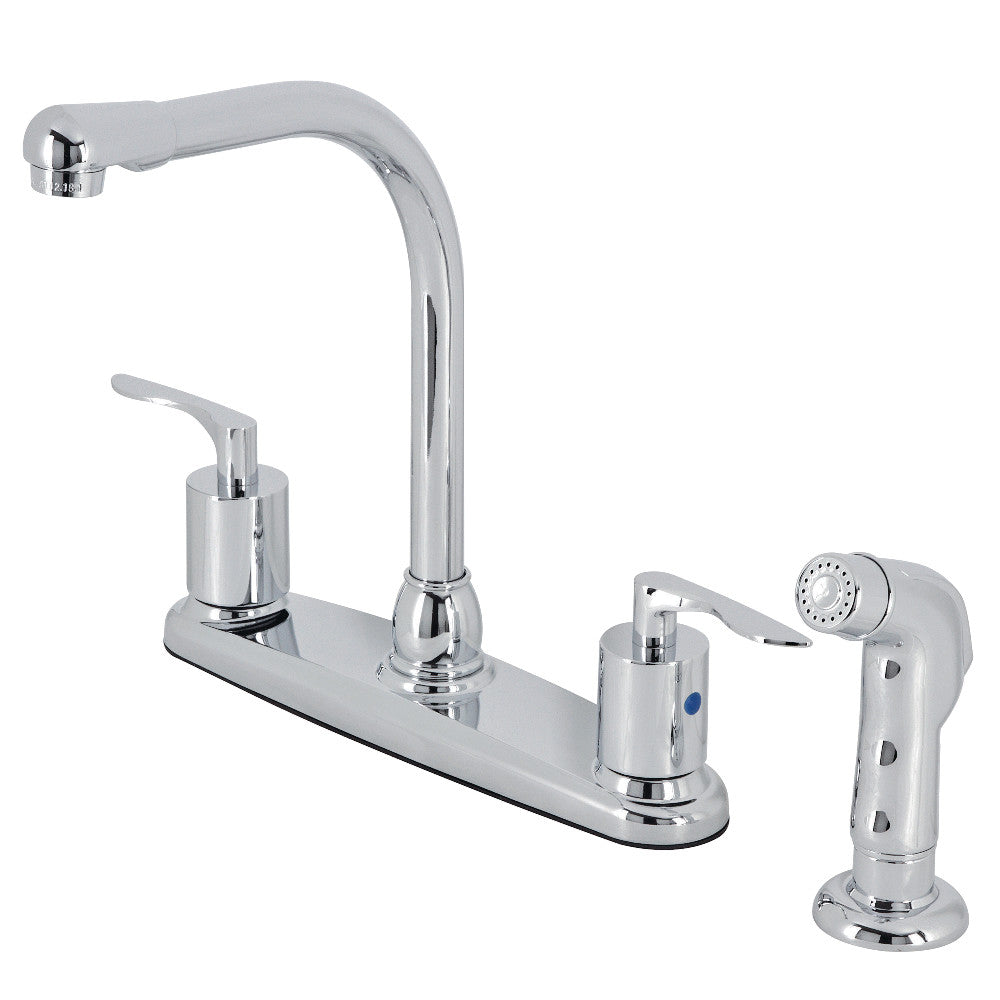 Kingston Brass FB755SVLSP Serena Centerset Kitchen Faucet with Plastic Sprayer - High Arc Pull-Down Sprayer for Modern Kitchen Sink, Dishwashing & Food Prep
