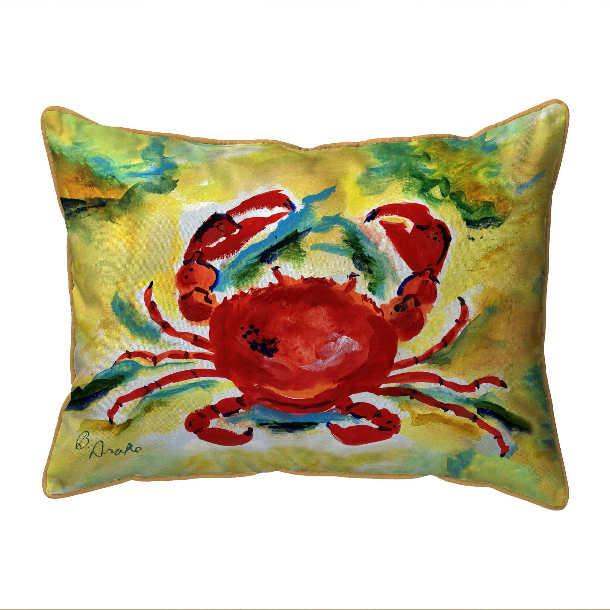 Betsy Drake Rock Crab Large Indoor Outdoor Decorative Pillow 16x20 Inches - Perfect for Sofa, Bed, Patio & Home Decor