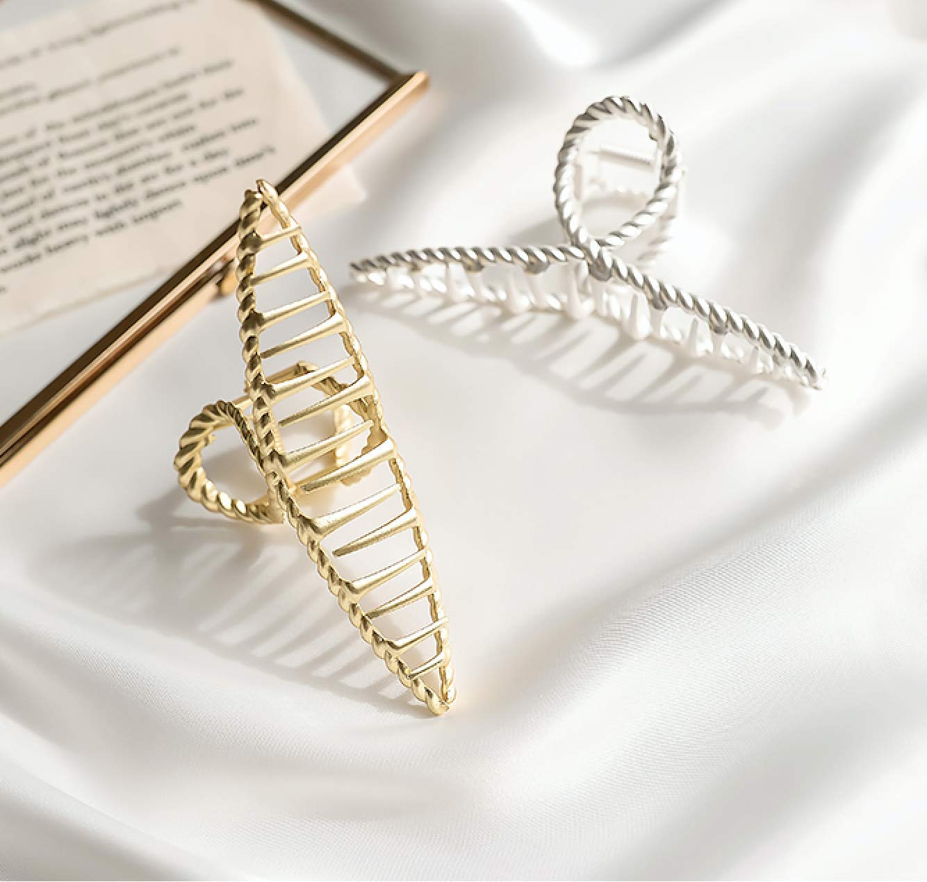 Women's Classic Metal Hair Claw Clip - Large Silver Hair Accessories for Daily Use & Weddings | Secure Hold for All Hair Types | Perfect for Office, Parties & Special Events