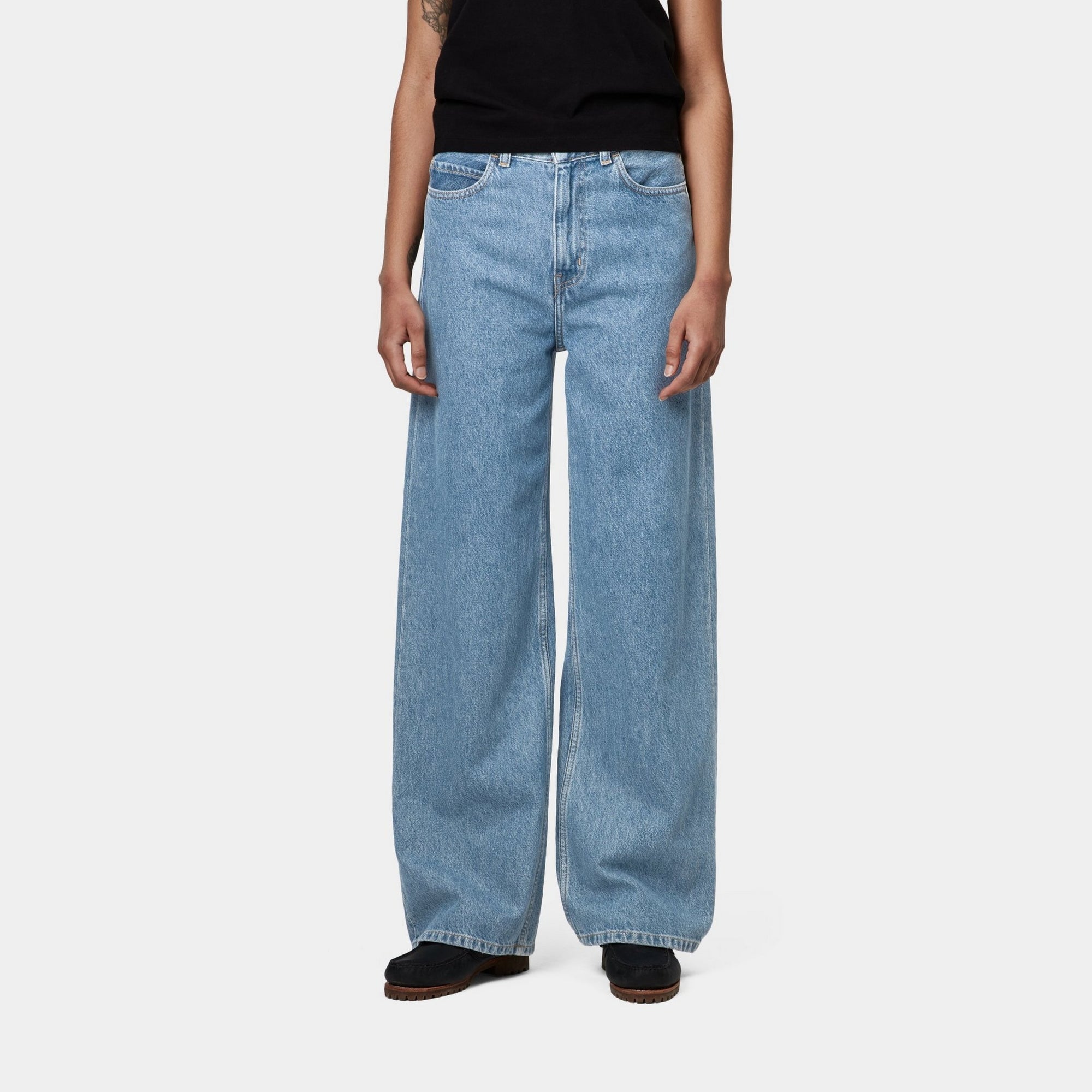 Jane Women's High Waisted Blue Distressed Denim Jeans | Heavy Stone Wash | Comfortable & Stylish for Casual Wear, Work or Night Out