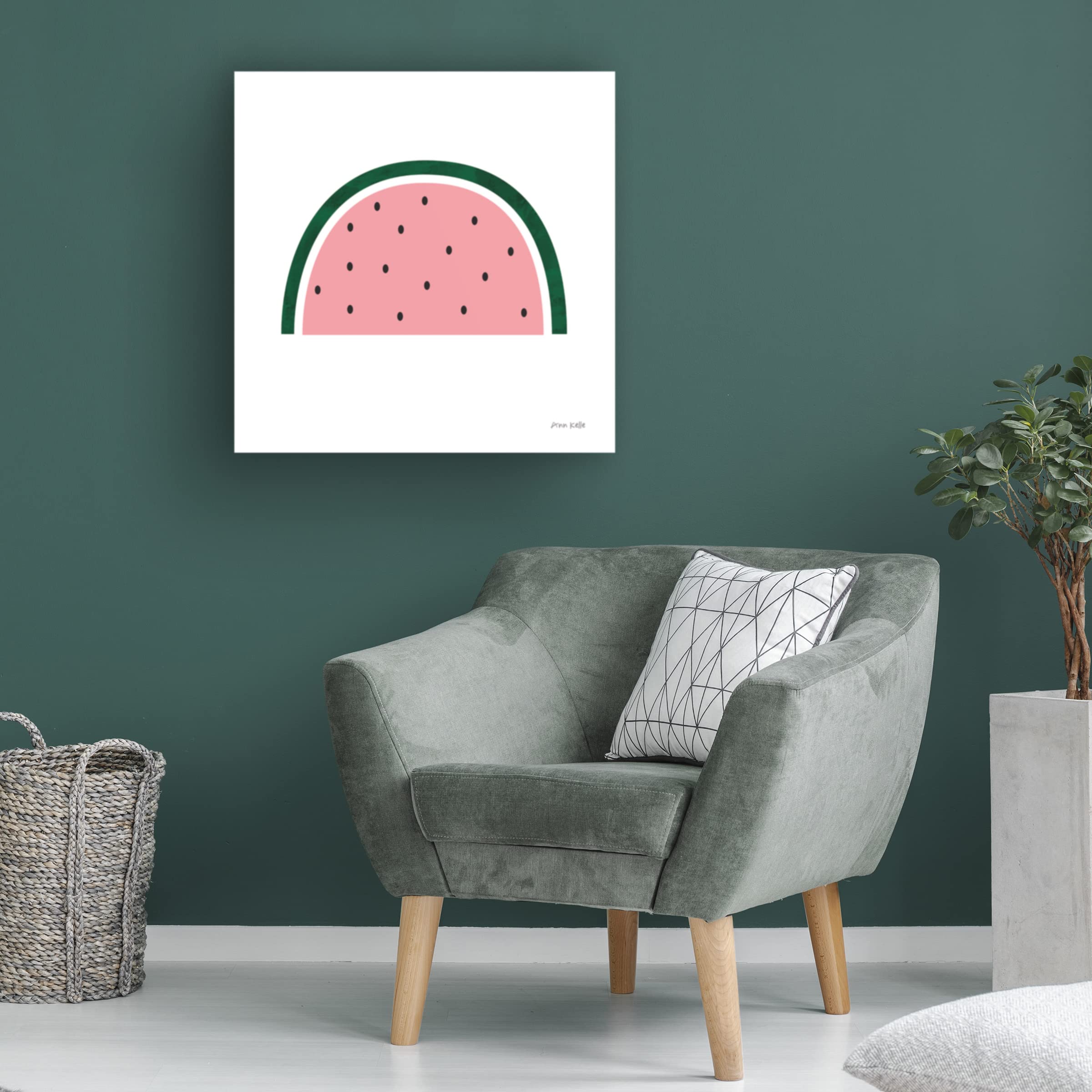 Ann Kelle Watermelon 2 Canvas Wall Art Print - 35x35 Inches Modern Home Decor for Living Room, Bedroom & Office