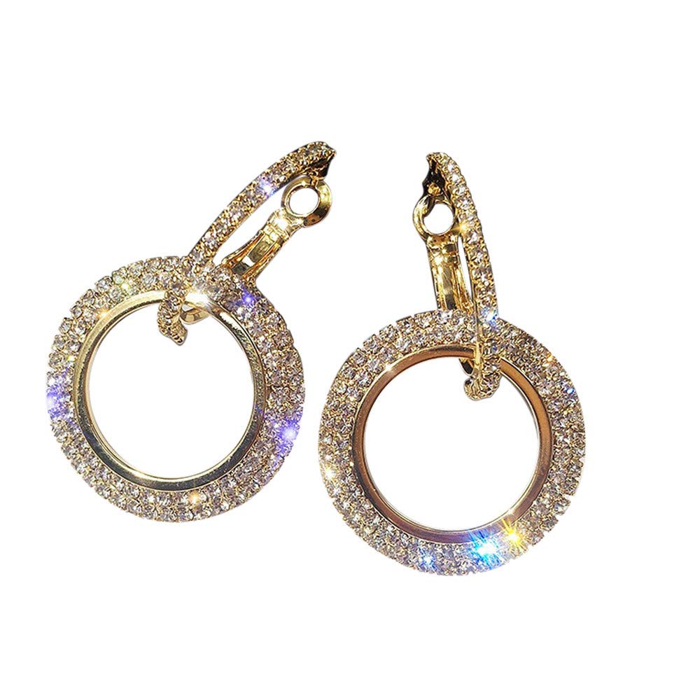 Luxury Rose Gold Round Diamond Earrings for Women - Elegant Glitter Fashion Jewelry in Gold & Silver - Perfect for Parties, Weddings & Special Occasions