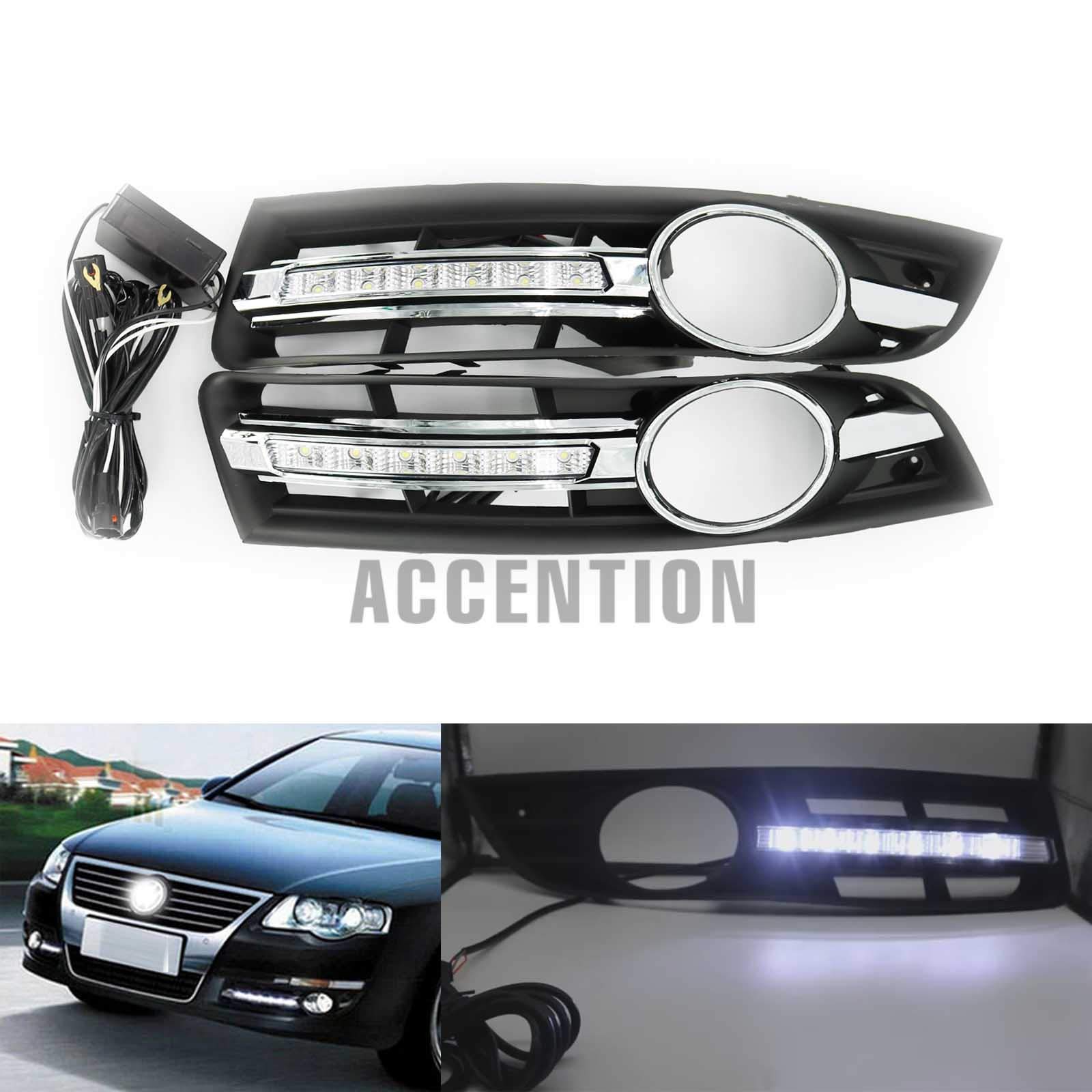 Premium LED Daytime Running Lights (DRL) with Fog Lamp Hole for Volkswagen Passat B6 (2006-2010) - Durable Car Accessories for Enhanced Visibility & Safety | Perfect for Night Driving & Foggy Conditions