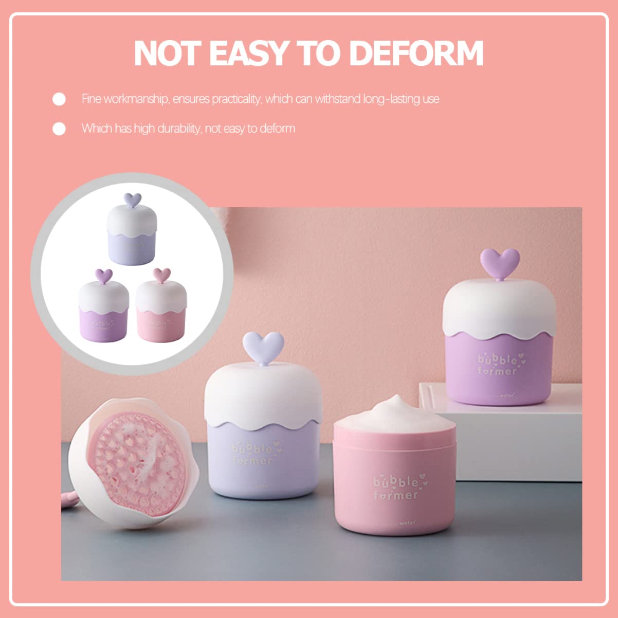 LALAFINA 3-Piece Push Beauty Bubble Maker Set - Facial Foam Cup, Face Wash Foamer, Skincare Foam Cleaner & Milk Frother - Hand Pressure PP Foam Whip Maker for DIY Skincare & Coffee Foam