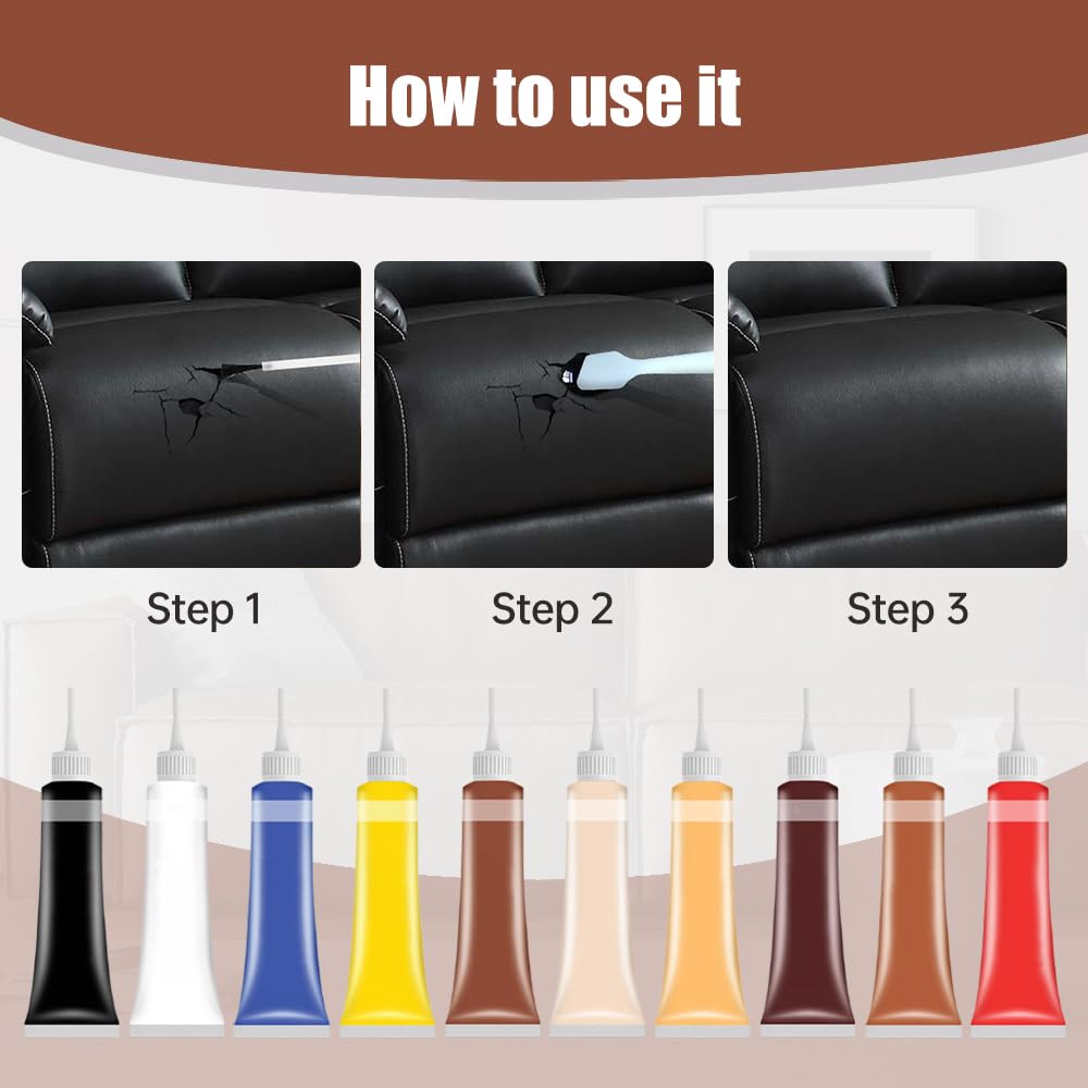 2025 Premium Leather Repair Gel Kit - Advanced Vinyl & Leather Repair for Car Seats, Couches, Jackets - Multi-Functional Leather Restoration Solution (Black) | Perfect for DIY Auto Upholstery, Furniture & Clothing Repairs