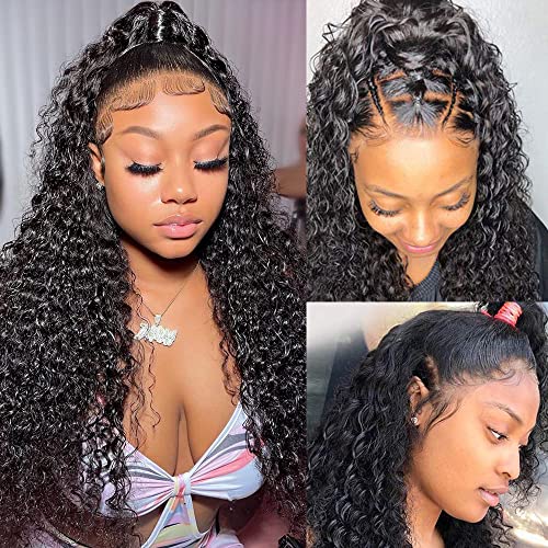 13x4 Water Wave Lace Front Wigs Human Hair - Pre Plucked with Baby Hair for Black Women | 18 Inch Wet & Wavy HD Lace Wig | Natural Black Color for Daily Wear, Parties & Special Occasions