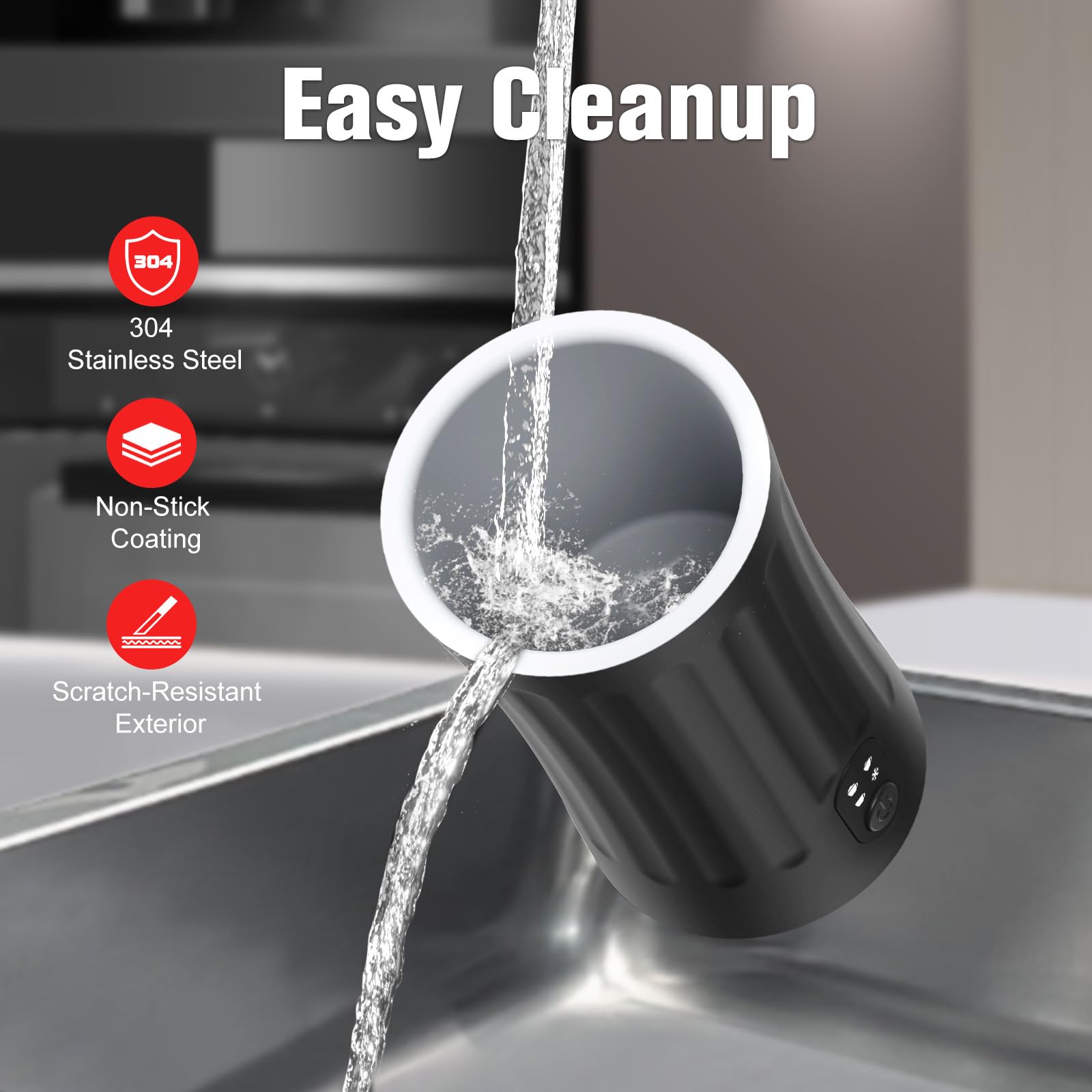 Electric Milk Frother 4-in-1 - 8.1oz/240ml Automatic Milk Steamer & Frother for Warm & Cold Foam - Perfect for Latte, Cappuccino, Macchiato - Ideal for Home Coffee Bars, Office Use & Gift Giving (Black, Model SS-001)