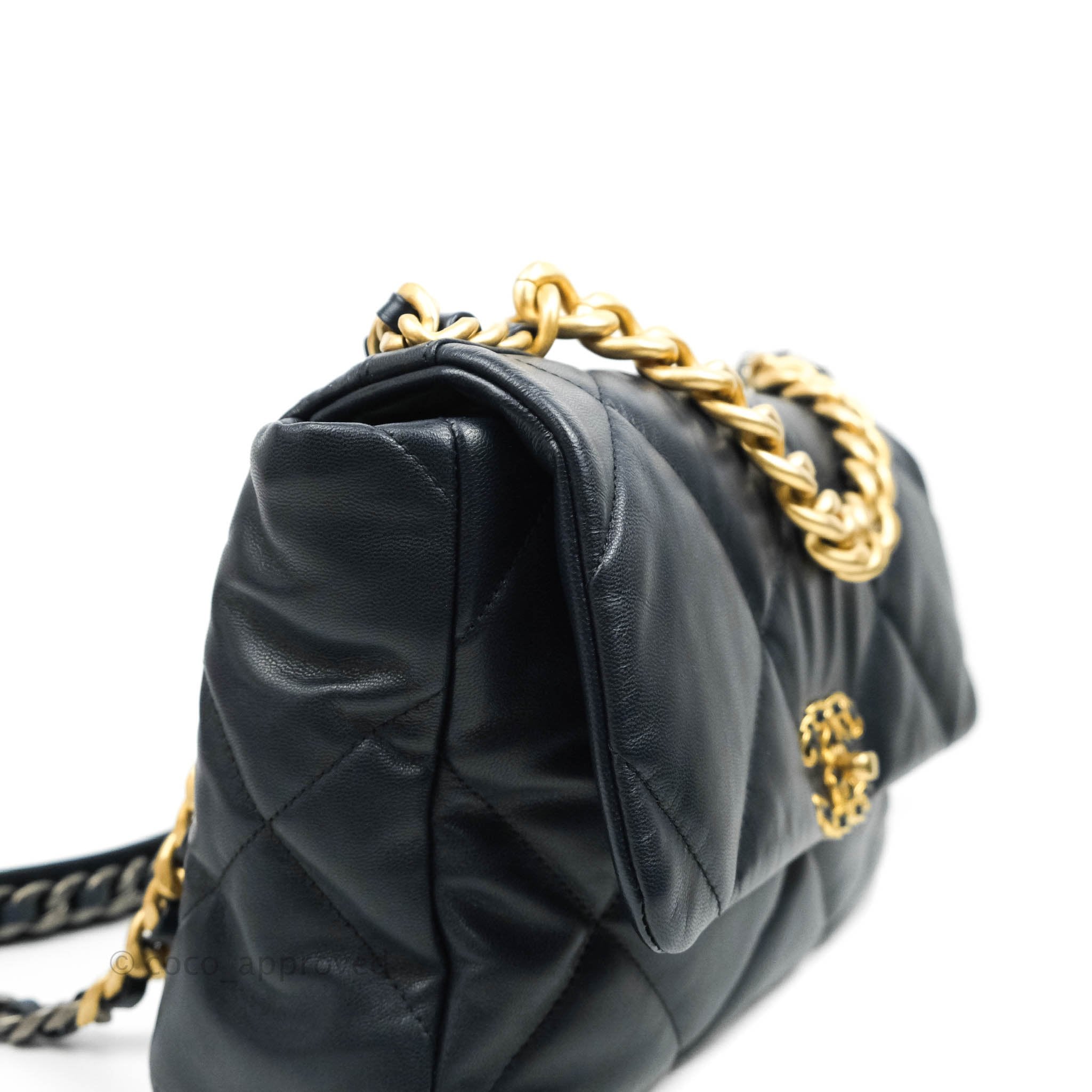 Chanel 19 Medium Flap Bag in Navy Goatskin Leather with Mixed Hardware - Perfect for Work, Travel & Evening Events