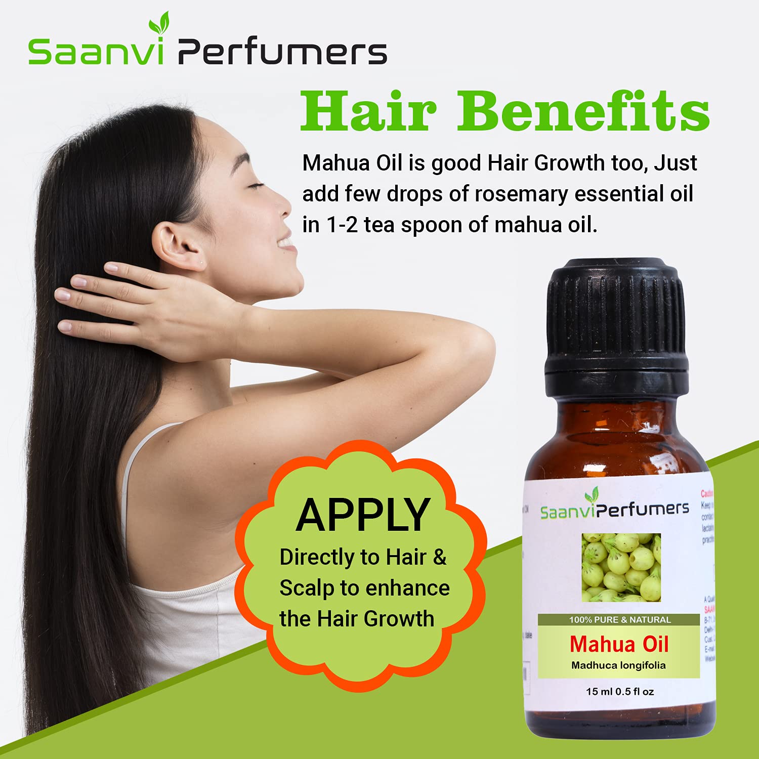 Pure Mahua Oil (Madhuca Longifolia) - 100% Natural Cold Pressed Carrier Oil for Skin Care, Hair Growth & Massage Therapy | 15ml Bottle | Perfect for Aromatherapy, DIY Beauty Recipes & Relaxation