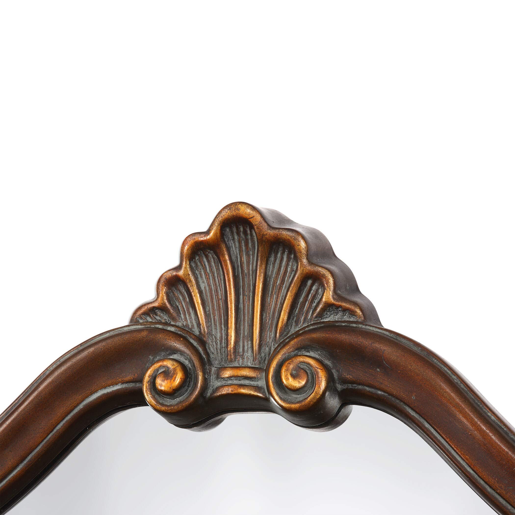 Antique Bronze Wall Mirror 26x35 Inches with Traditional Hooks - Rustic Home Decor for Living Room, Bedroom & Entryway