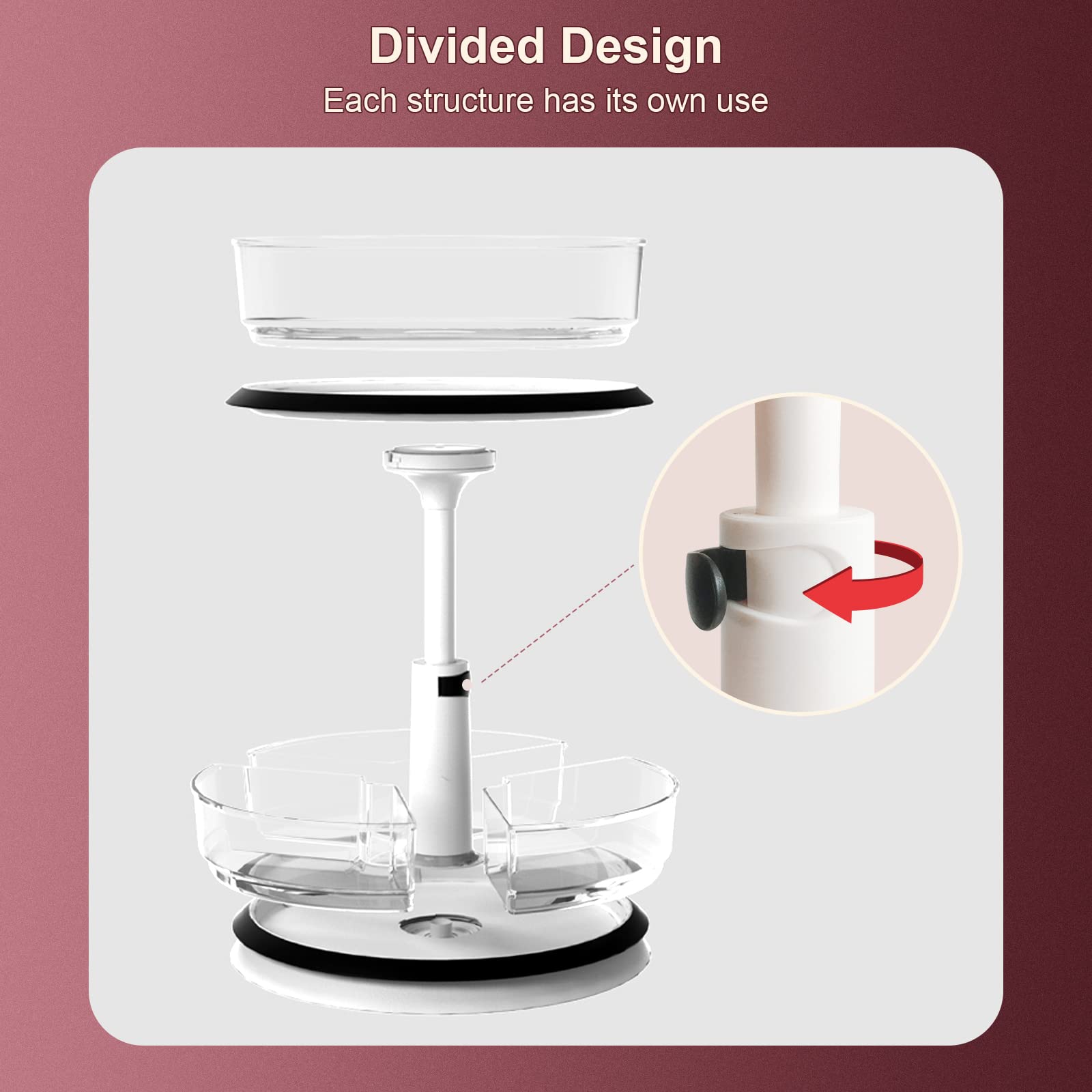 2 Tier Lazy Susan Turntable Organizer - 11 Inch White Spinning Shelf for Spices, Makeup & Kitchen Storage | Perfect for Cabinet, Bathroom Countertop & Pantry Organization