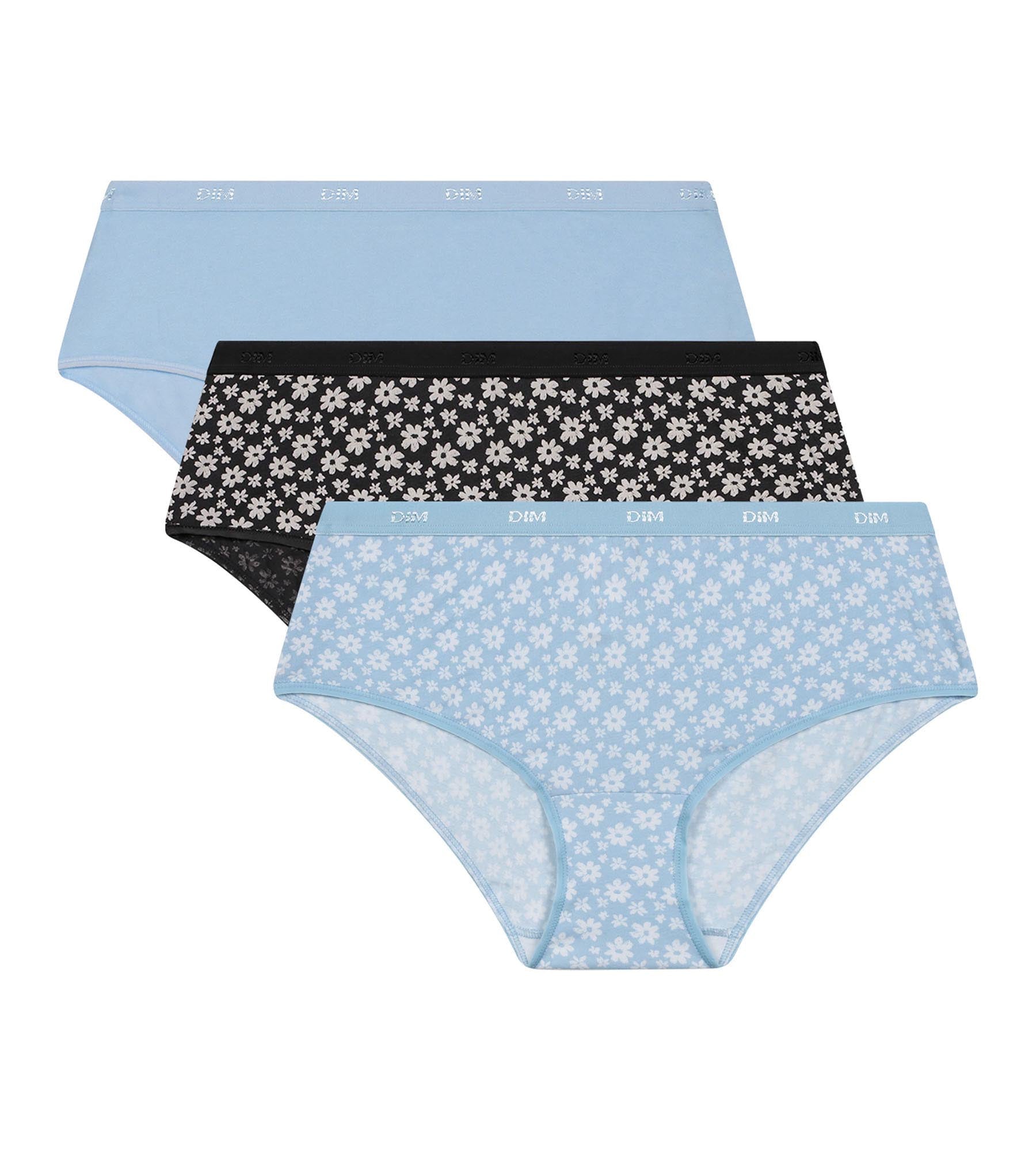 3 Pack Women's Stretchy Cotton Shorts - Floral Print Blue Gray Pockets | Casual Summer Wear, Lounge, Yoga, Beach Outfits