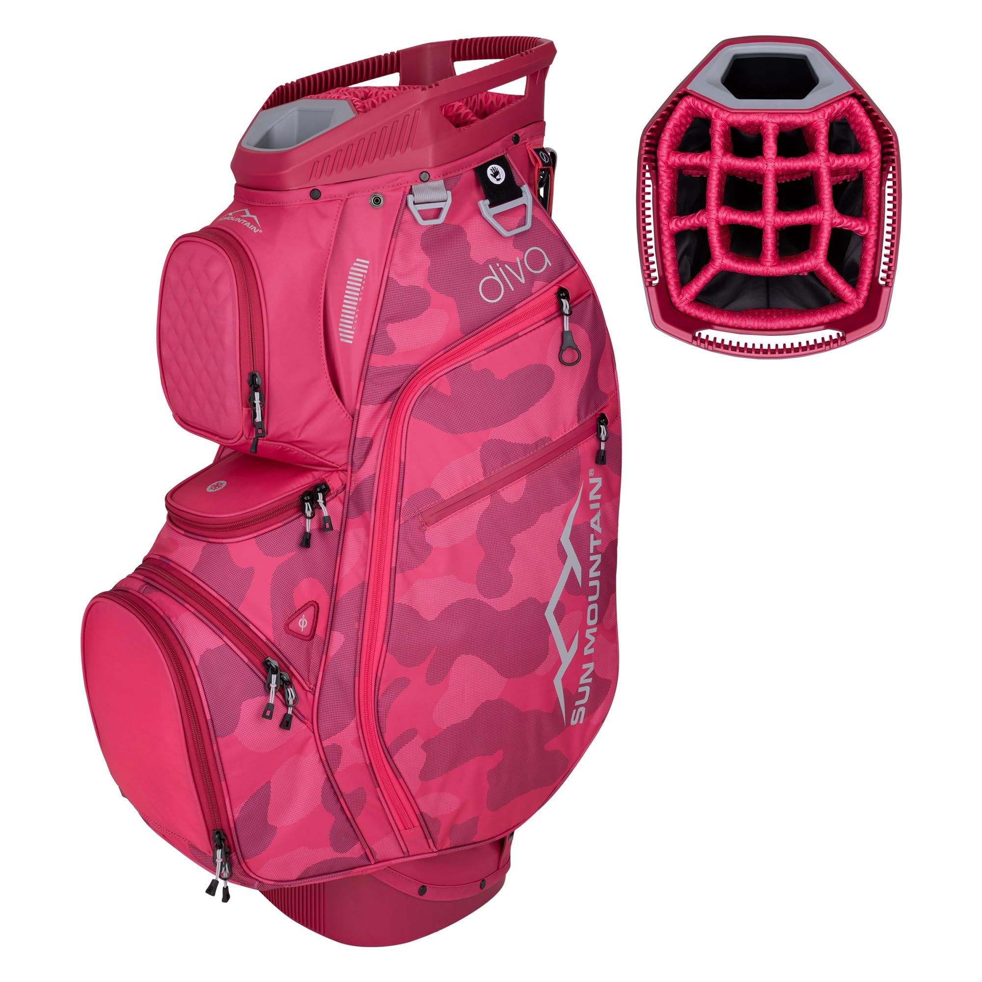 Sun Mountain 2025 Diva 14-Way Divider Golf Bag for Women - Lightweight Cart Bag with 8 Spacious Pockets & Comfortable Carry Strap | Perfect for Golf Courses, Tournaments & Practice Ranges