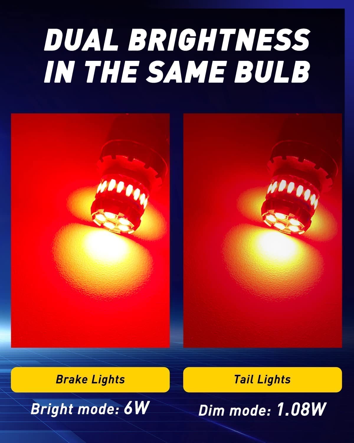 AUTOONE 7440 7443 LED Strobe Brake Light Bulb Red - 2800LM Flashing Strobe Blinking LED Tail Light Bulbs for T20 W21W 7441 7444 7443R - 300% Brighter Canbus Ready Plug and Play LED Stop Bulbs - Pack of 2 - Perfect for Car, Truck, Motorcycle Safety & Customization