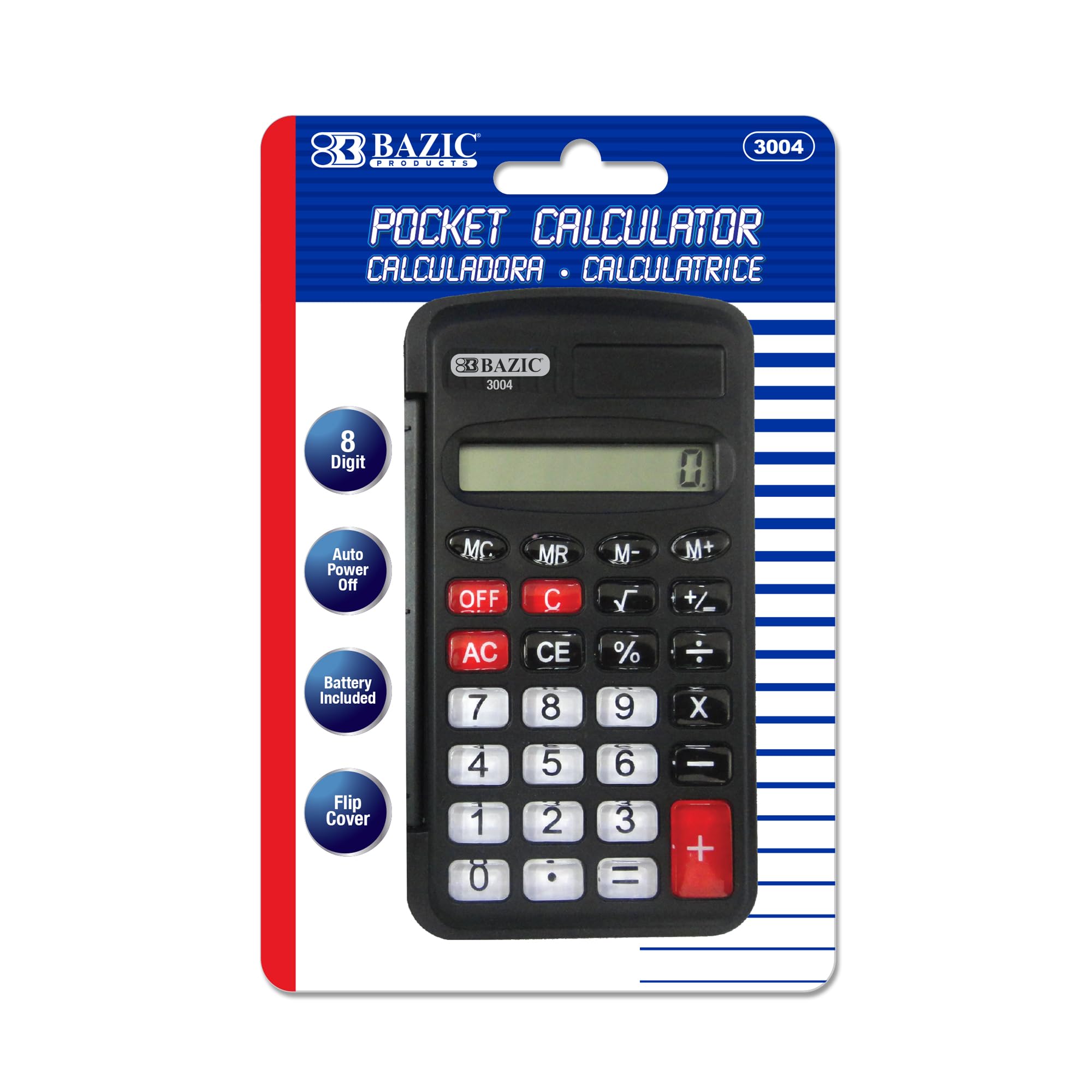 BAZIC 8-Digit Pocket Calculator with Flip Cover & LCD Display - Compact Standard Function Calculator for School, Office, Business, Finance - Bulk 144-Pack (Black) - Perfect for Accounting, Budgeting, and Everyday Math Calculations
