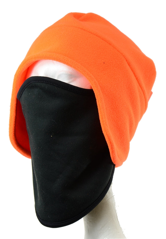 Warm Fleece Earflap Beanie Hat with Built-in Face Mask - Winter Ski Snowboard Outdoor Activities for Men & Women