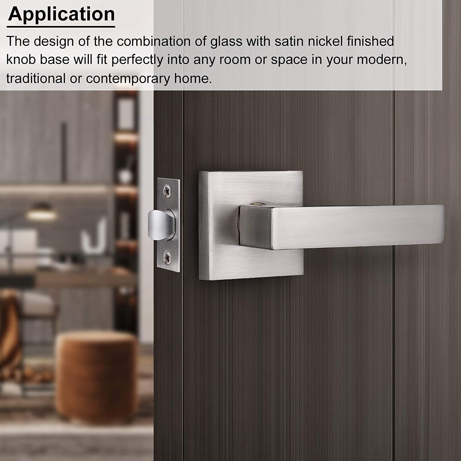 10 Pack Heavy Duty Passage Door Handle - Keyless Satin Nickel Finish, Square Reversible Door Lever for Hallway, Closet & Interior Doors | Durable Hardware for Home, Office & Commercial Use