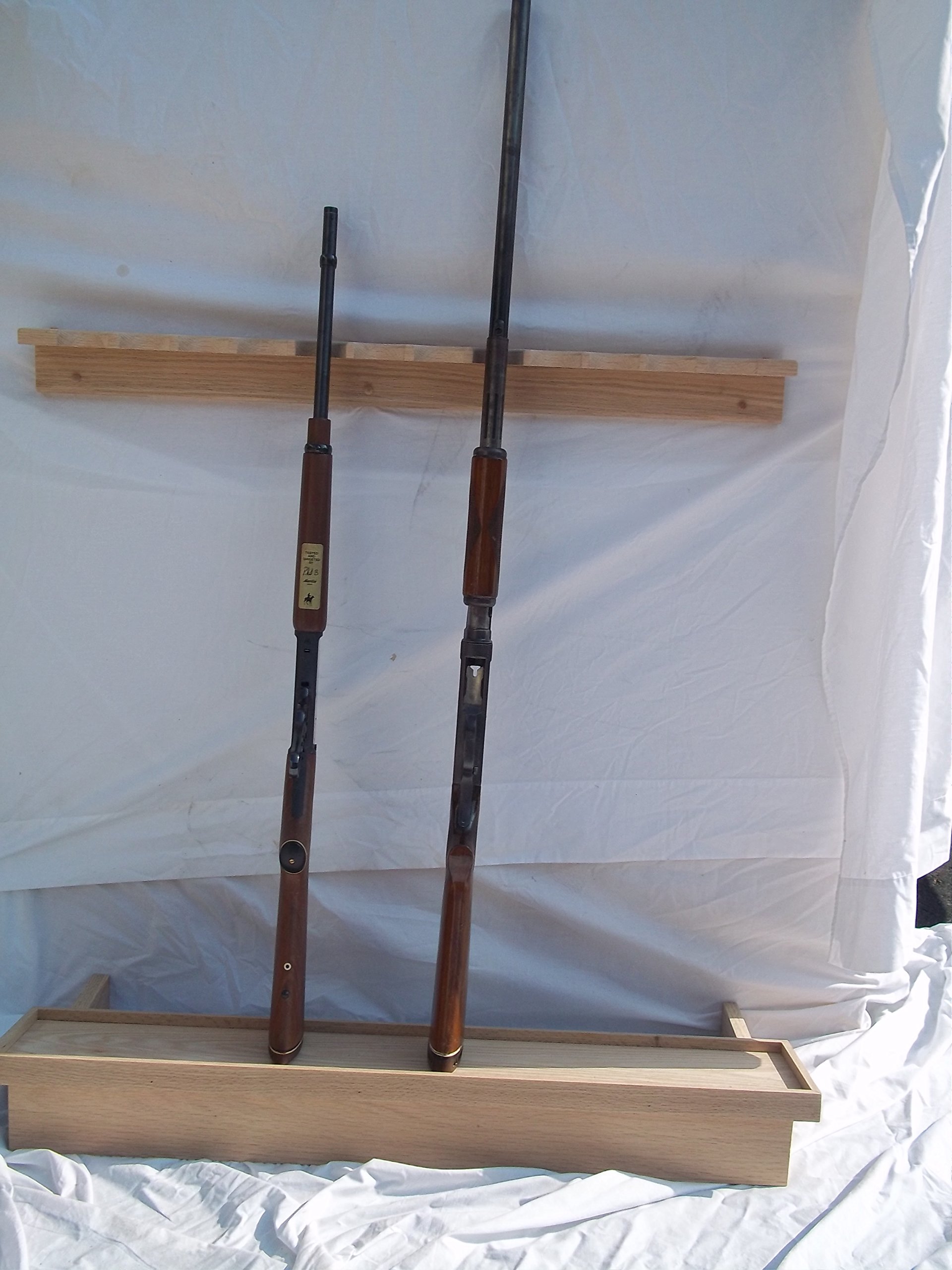 Handmade Oak Closet Gun Rack with Butt Rest - Secure Firearm Storage for Home, Cabin, or Hunting Lodge - Perfect for Rifles, Shotguns, and Long Guns