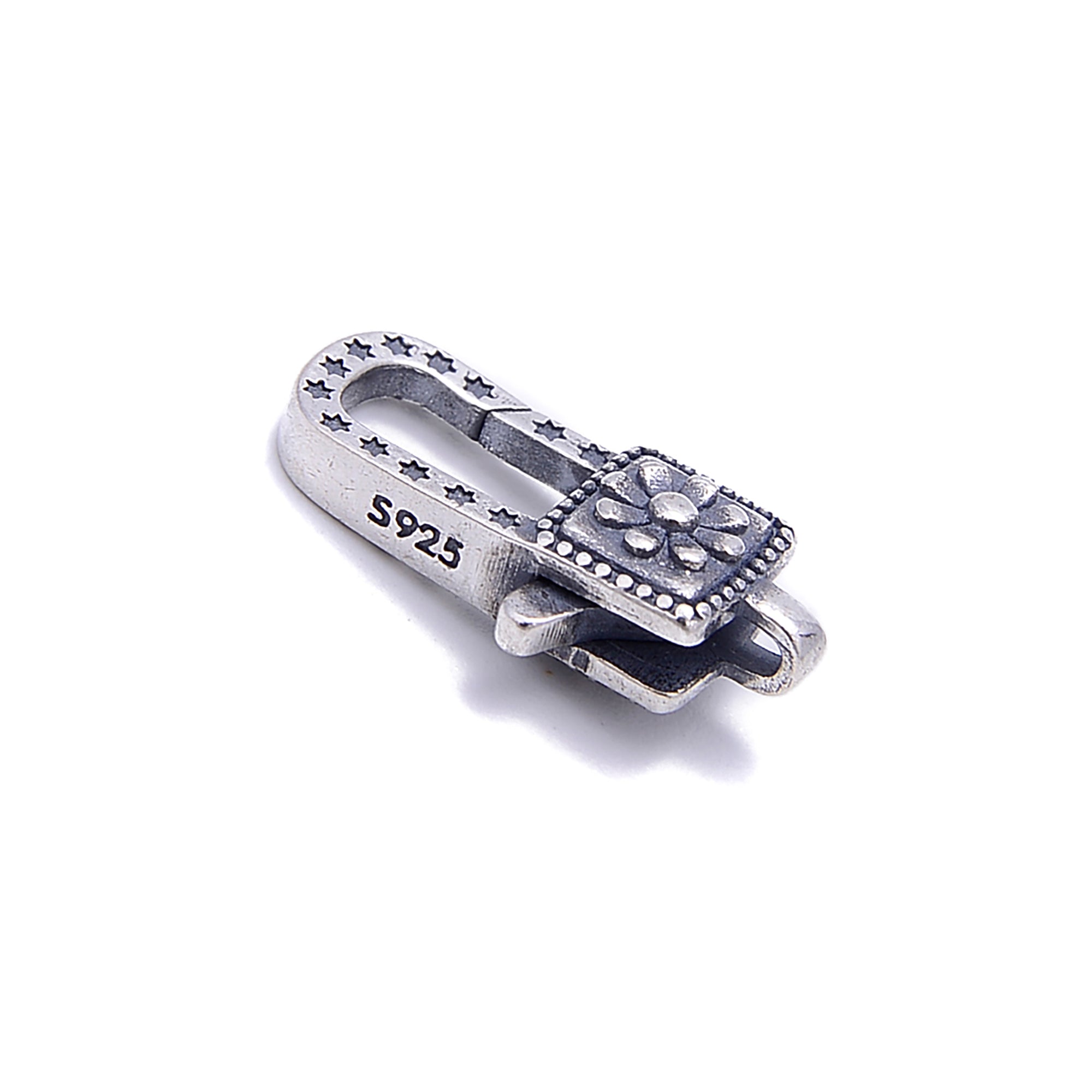 925 Sterling Silver Anti-Tarnish Flower Rectangle Clasp 9x18mm (2 Pcs) - Perfect for Jewelry Making, DIY Bracelets, Necklaces & Craft Projects