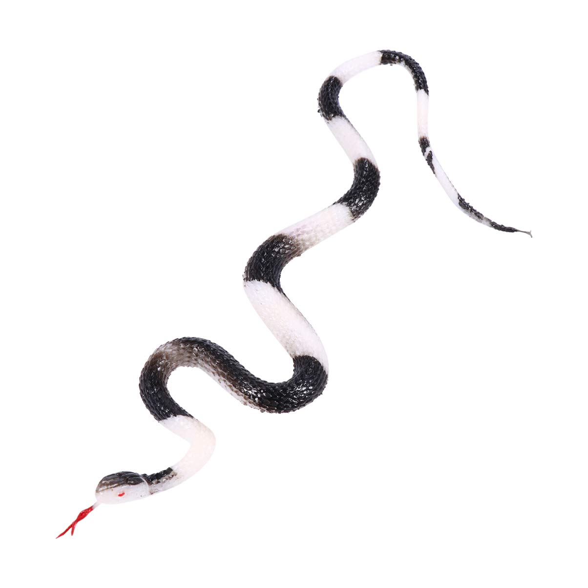 NUOBESTY Realistic Rubber Snake Toy - Scary Fake Snake for Halloween Pranks & Trick Props - Black & White - Perfect for Party Decorations, Jokes & Scare Tactics