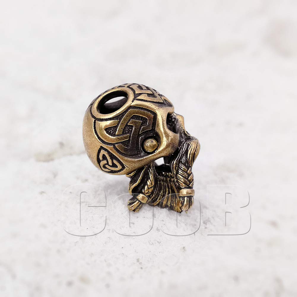 Viking Skull Paracord Bead - Handmade Metal Pendant for EDC & Knife Lanyards - Outdoor Survival Gear