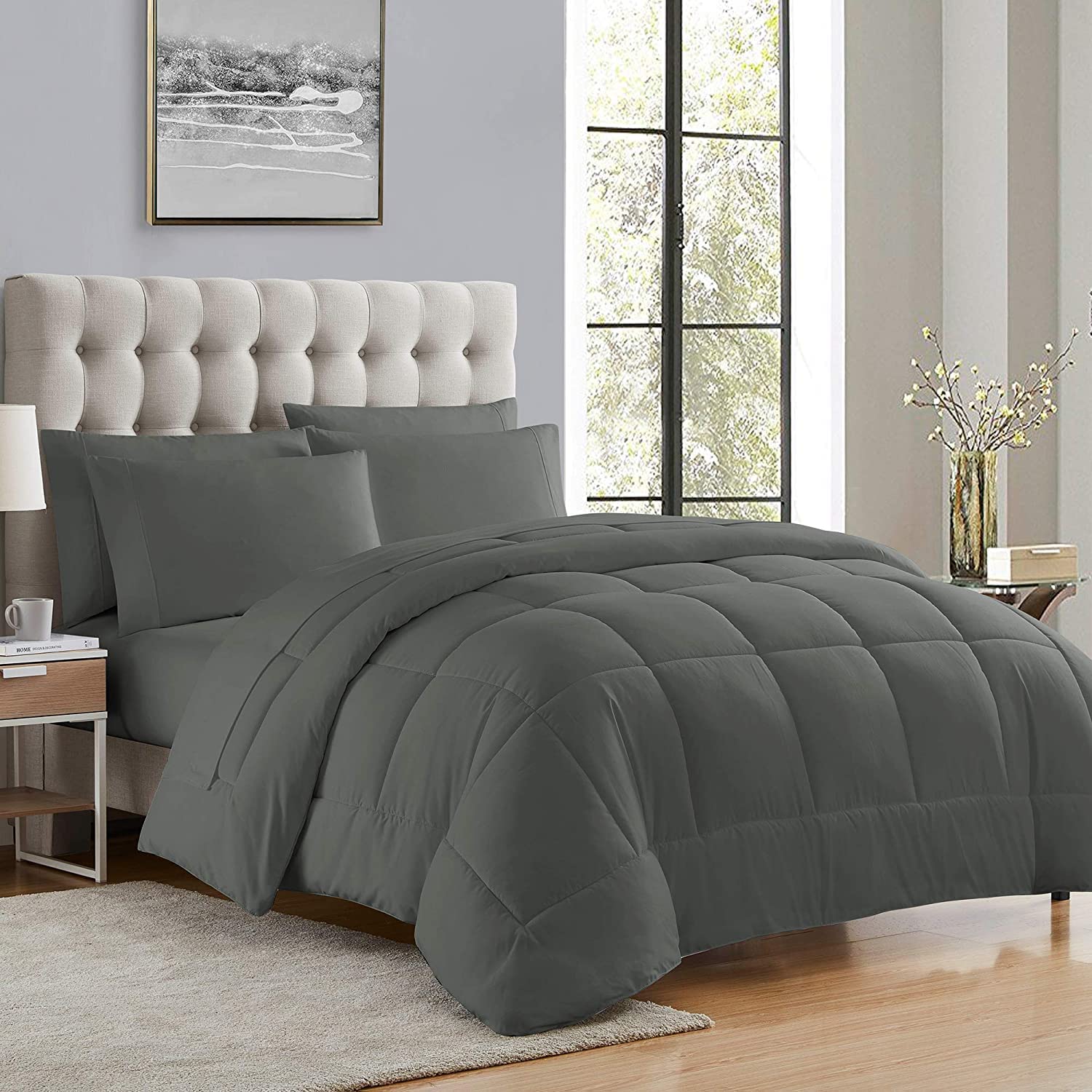7-Piece Bed-in-a-Bag Comforter Set | 100% Cotton Down Alternative Blanket 500 GSM | Twin XL Size Bedding with Comforter, Sheets & Pillowcases | Fits Up to 21