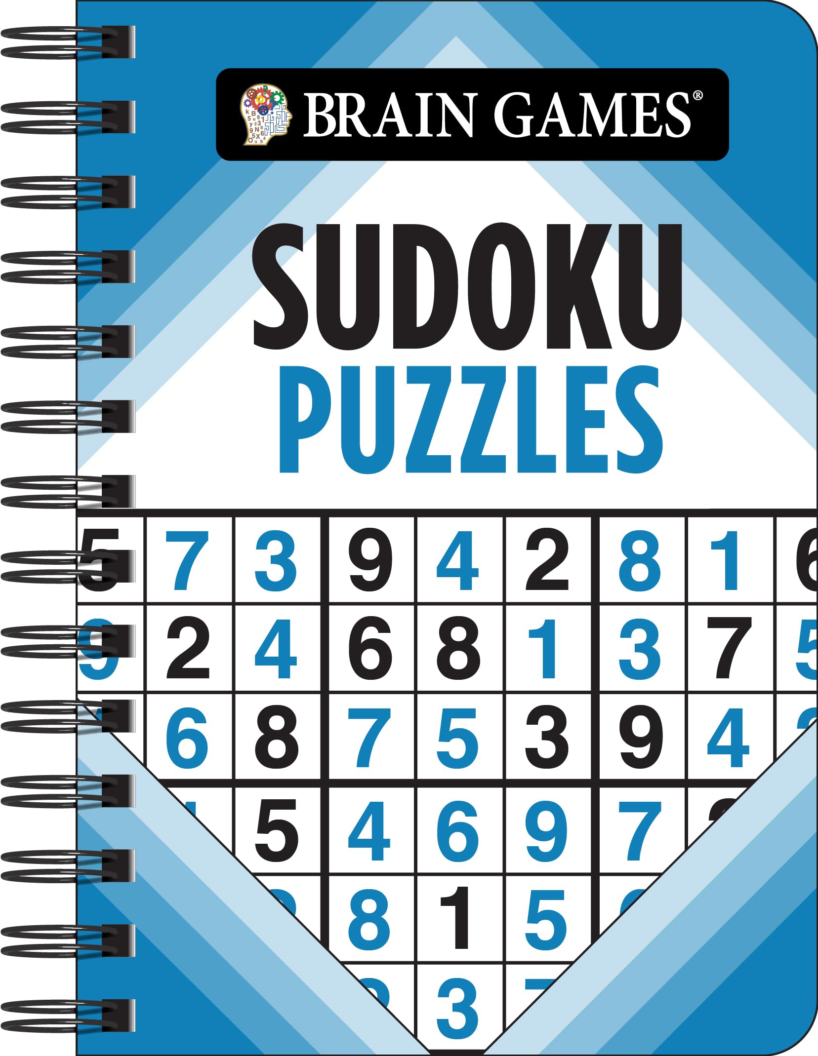 Brain Games - Travel Sudoku Puzzle Book (Blue) - Perfect for Road Trips, Airplane Rides & Relaxation