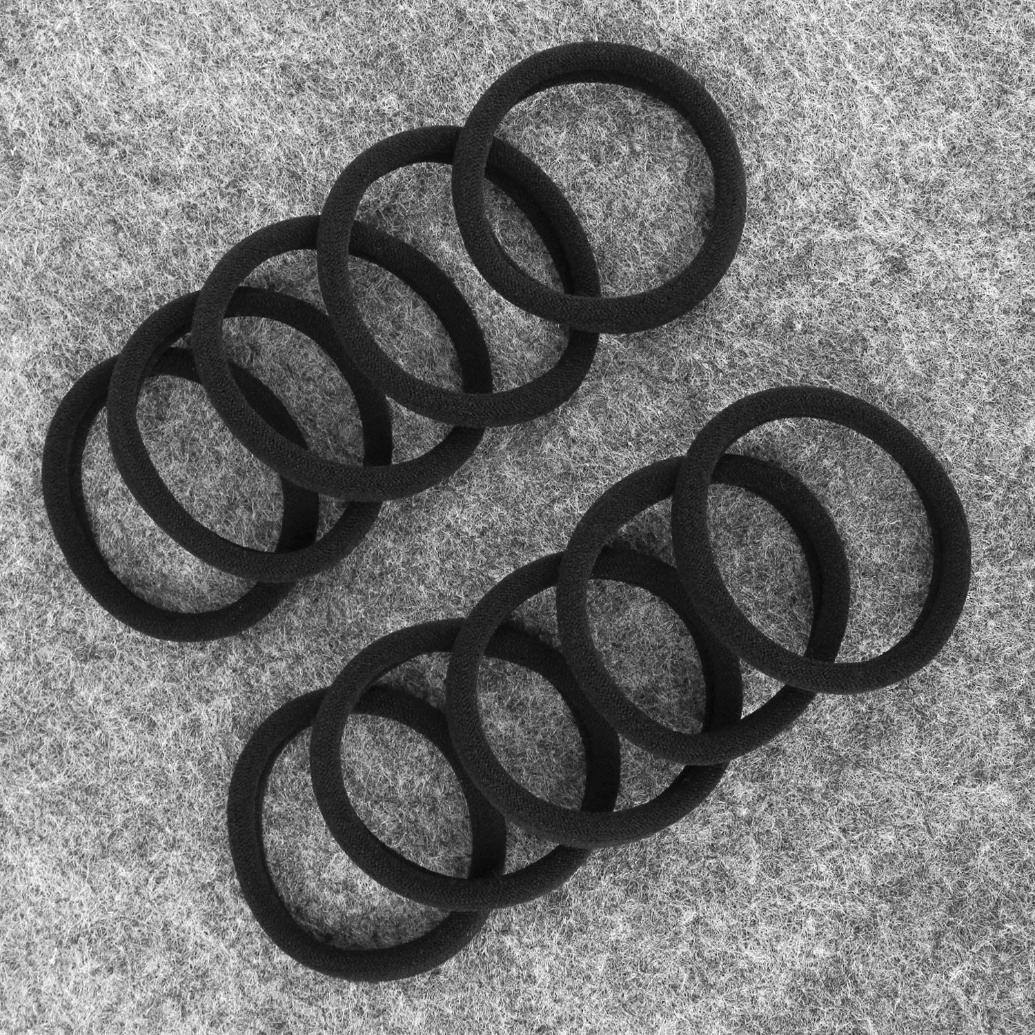 Nyamah 20-Pack No Damage Elastic Hair Ties for Women & Girls - Thick Nylon Ponytail Holders, No Crease Stretch Hair Bands - Perfect for Workouts, Office, School & Everyday Use (Black)