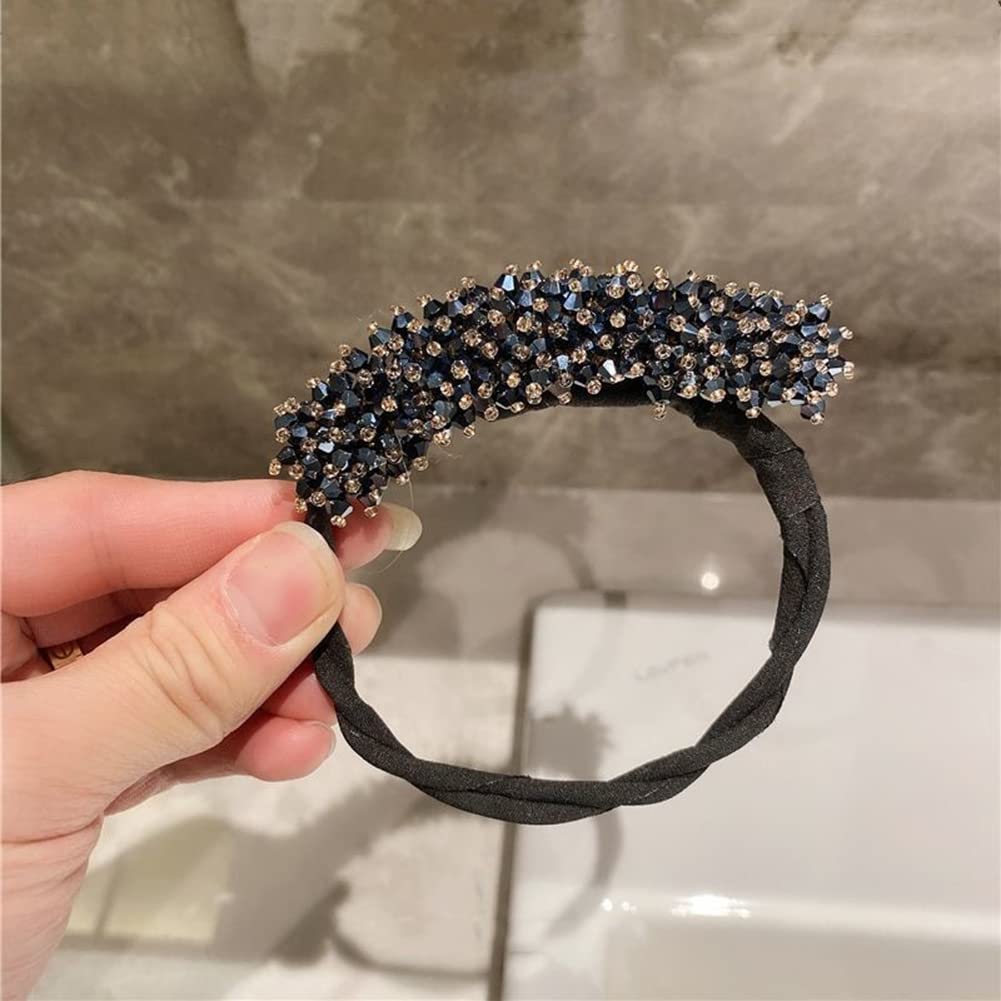 2 PCS Rhinestone Bun Makers - Crystal Hair Styling Tools for Easy DIY Hairstyles, Pink & Blue Hair Accessories | Perfect for Parties, Weddings & Special Occasions