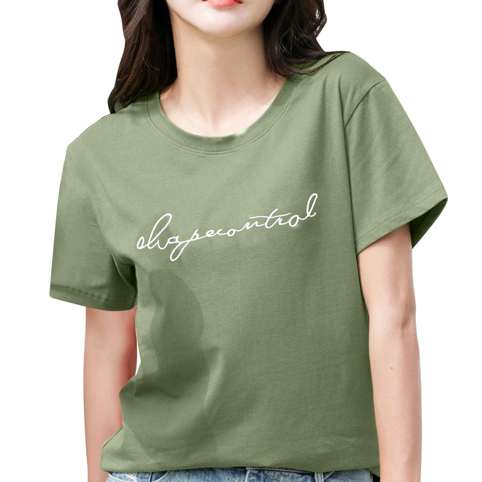 Women's Casual Letter Print Round Neck Short Sleeve T-Shirt - Loose Fit Daily Wear Tee Top & Tunic Blouse (Perfect for Summer Outfits, Beach Wear & Casual Office Looks)