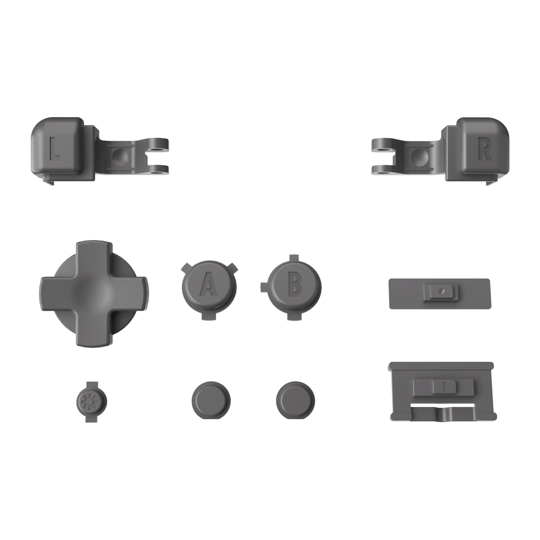 eXtremeRate Classic Gray Custom Full Set Buttons for Gameboy Advance SP - Replacement A B L R, Power, Volume & D-Pad Buttons for GBA SP Console (Console Not Included) | Perfect for DIY Repair, Modding & Customization Projects
