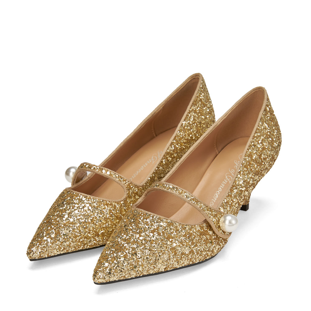 Yvonne Glitter Gold High Heels for Women - Elegant Party Shoes for Evening Events, Weddings & Special Occasions