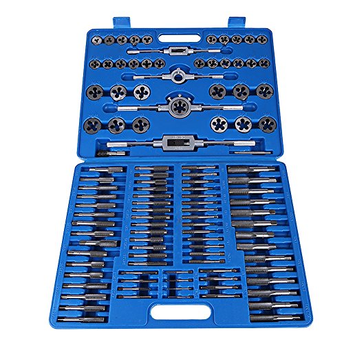 110-Piece M2-M18 Metric & SAE Thread Tap and Die Set - Complete Hand Tool Kit with Tap Wrench, Taps, Dies & Drill Bits for Cutting Internal/External Threads - Perfect for DIY, Automotive Repair & Metalworking Projects
