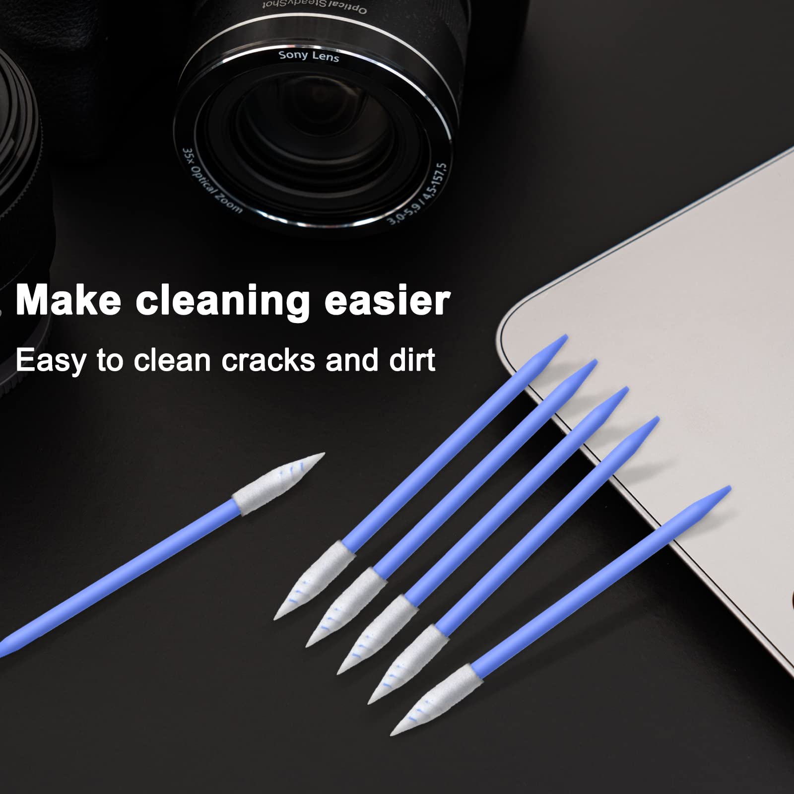 Wellgler's 200pcs Foam Cleaning Swabs - Precision Cleaning Tools for Electronics, Guns & Solenoid Valves | Perfect for Narrow Gaps, Tracks & Hard-to-Reach Areas | Multi-Purpose Cleaning for Gadgets, Firearms & Industrial Equipment